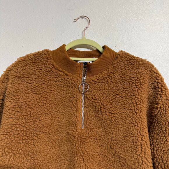 J.O.A. Brown Mock Neck Teddy Fur Pullover Sz M NWT - Picture 3 of 14